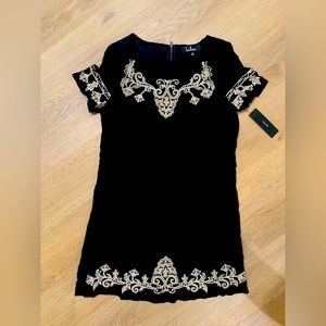 Black Embroidered Shift Dress